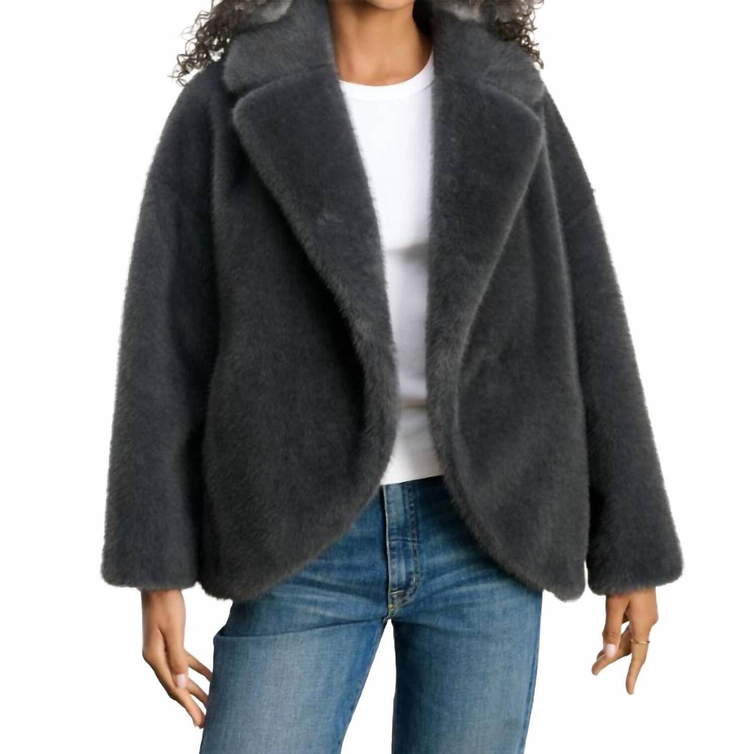 New Velvet By Graham & Spencer Carolyn Faux Fur Jacket In Slate